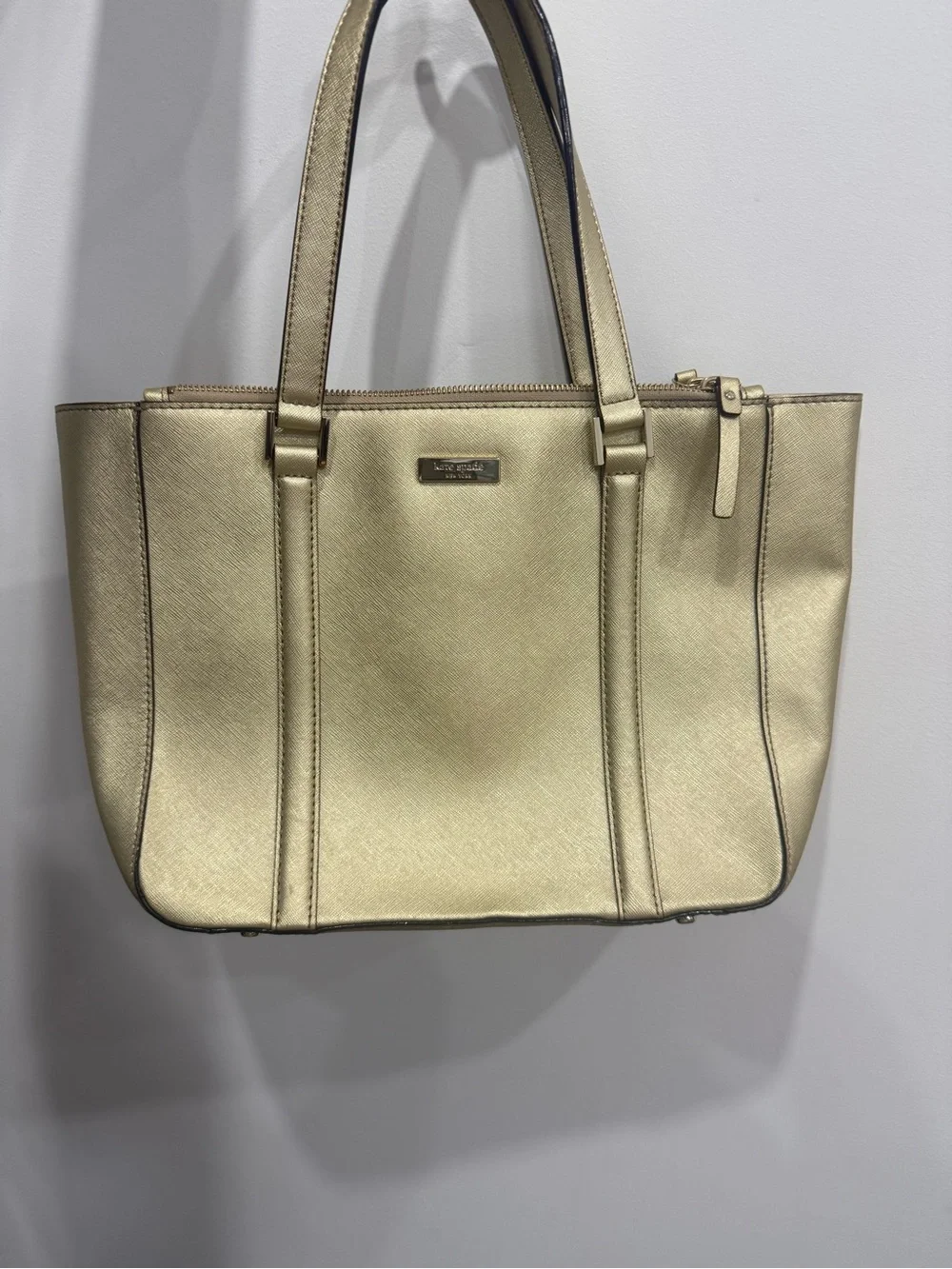 kate spade Metallic Gold Tote Bag with Double Handles